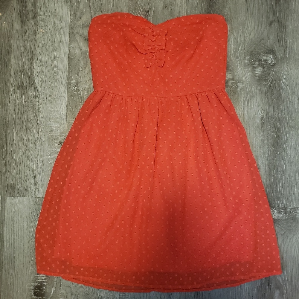 Strapless sweetheart Coral summer dress